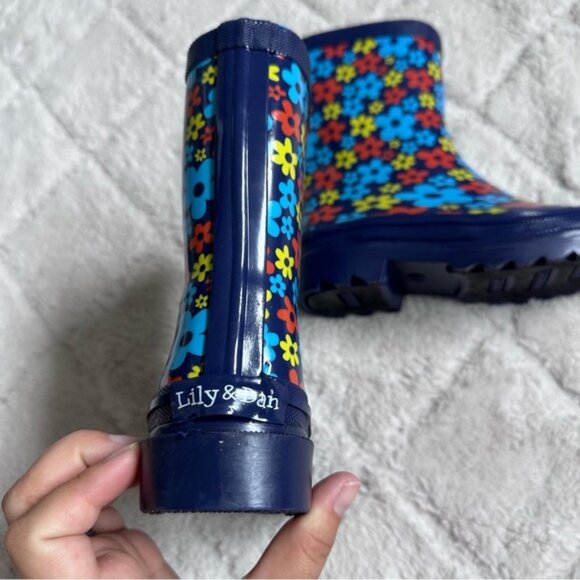 Lily & Dan | Aldi Blue and Red Floral Rain Boots | Size 9/10 - Picture 8 of 10